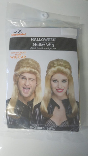 Peluca De Halloween Para Disfraz Rubio Mullet Ambos *nty