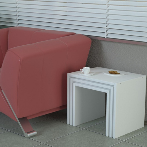Imagen 3 de 6 de Mesa De Centro / Auxiliar 3x1 Ref Trio Lacado Poliuretano