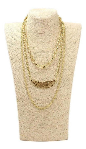 Collar De Cadena Triple De Plumas