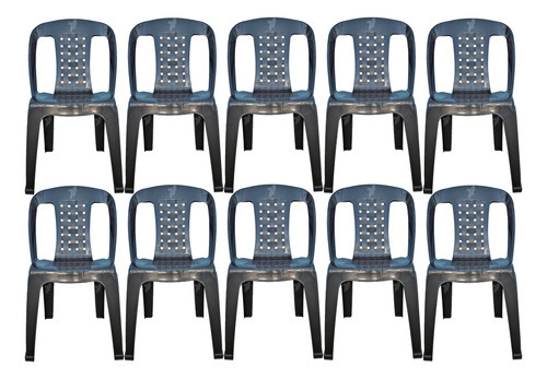 Kit Cadeiras Plástica Preta Bistrô Resistente Igrejas Lazer