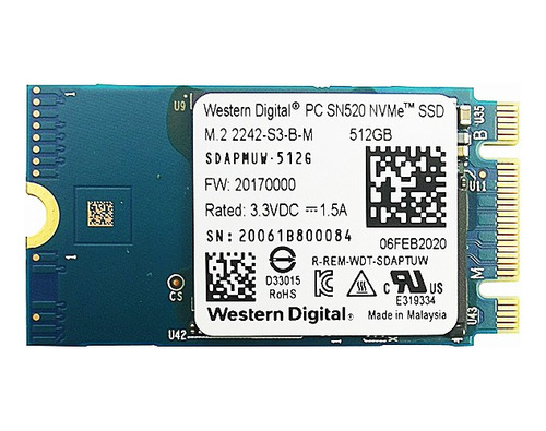 Ssd Wd Sn520 2242 M.2 Nvme Pcie3.0x2 De 512 Gb