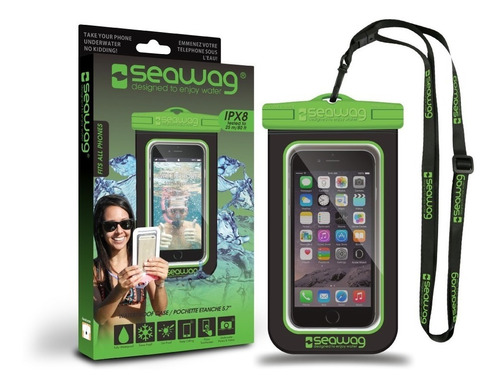 Funda Anti Agua Smartphone Seawag Negro Y Verde Yanett
