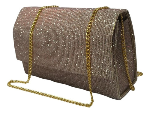 Bolsa Carteira Com Glitter Bolsinha Feminina De Mão Festa Cor Champagne brilho Cor da correia de ombro Dourada