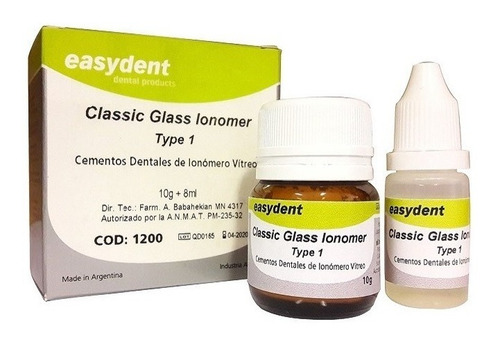 Ionómero Vítreo Tipo 1 Cementación Easydent Avío 10g + 8ml