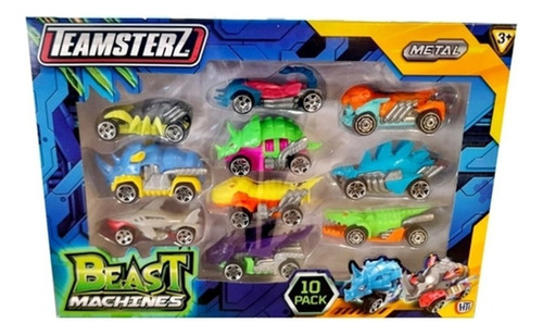 Teamsterz Beast Machines Caja X10 Vehículos Metal Autos