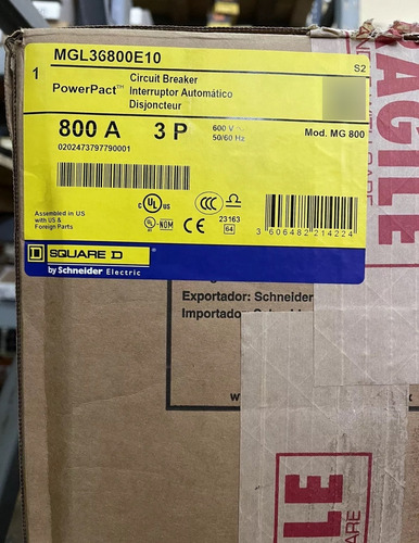 Interruptor Termomagnetico Square D 800amp Mgl36800e10