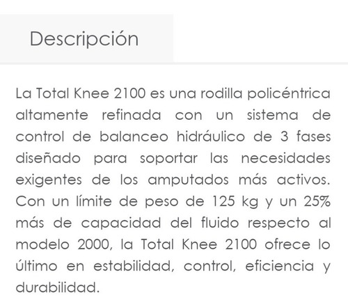Imagen 4 de 4 de La Total Knee 2100 Es Una Rodilla Policéntrica Altamente Ref