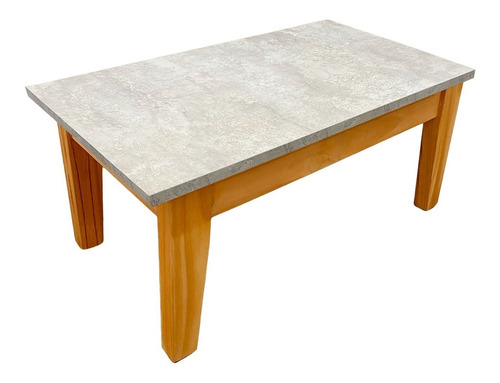 Mesa Ratona Nordica 40x70 Tapa Tipo Cemento Alisado Living