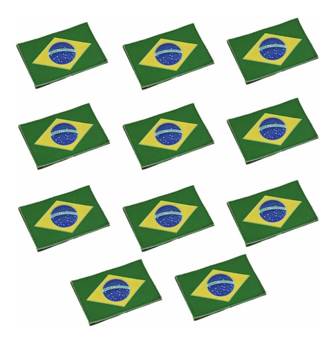 Imagem 1 de 3 de Kit C/10 Patchs - Bandeira Do Brasil Emborrachada - Bélica