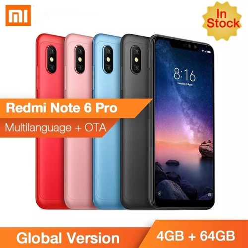 smartphone xiaomi redmi note 6 pro 64gb versão global desbloqueado preto