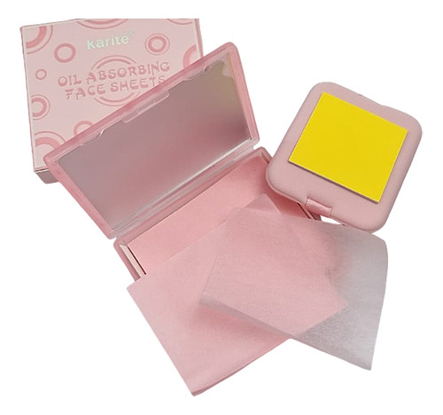 Papel Absorbente Para El Rostro Con Esponja Y Estuche Karite Color Rosa Tamaño De La Esponja Mediana