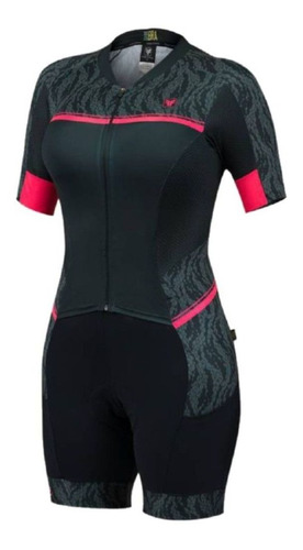 Macaquinho Freeforce Feminino New Hide Preto Cinza E Pink