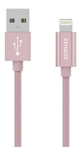 Cable iPhone Usb Lightning Aiwa 1.5m Certificado - Hais Color Rosa