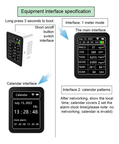 Detector Inteligente De Calidad Del Aire Tuya Wifi Pm2.5 Co2