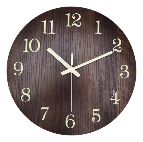 Reloj De Pared De Madera, Estilo Retro, Silencioso, Silencio