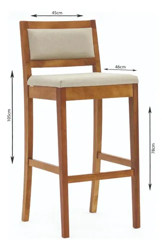 Banqueta Herval Alta MH-3255 Estofada em Linho Bege Natural
