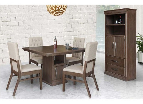 Comedor 4 Sillas Moscu Capuchino Këssa Cdmx Diseño de la tela de las sillas Liso