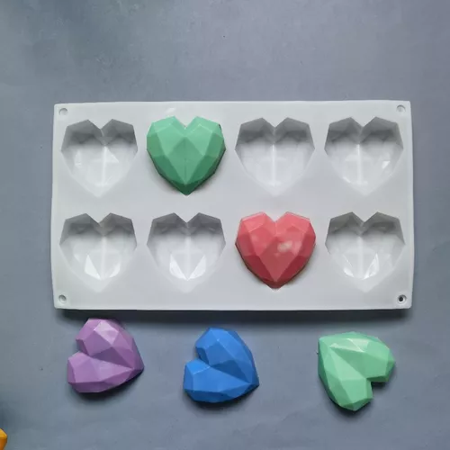 Molde Silicona Corazones Origami X8