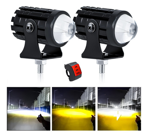 Par Faros Led Para Moto Auto Estrobos Tres Modos 60w