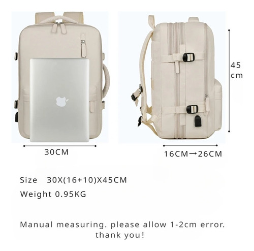 Mochila De Viaje Informal Multifuncional Impermeable De Gran Capacidad De 17 Pulgadas For Carga Usb