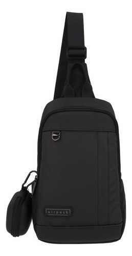 Mochila Cruzada Pechera Crossbody Airpack Urban Cross Color Negro Diseño De La Tela Lisa