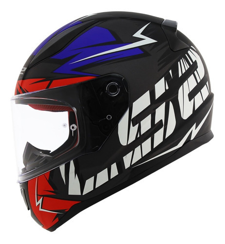 Capacete P/ Moto Ls2 Ff353 Rapid Cromo Preto Azul Vermelho