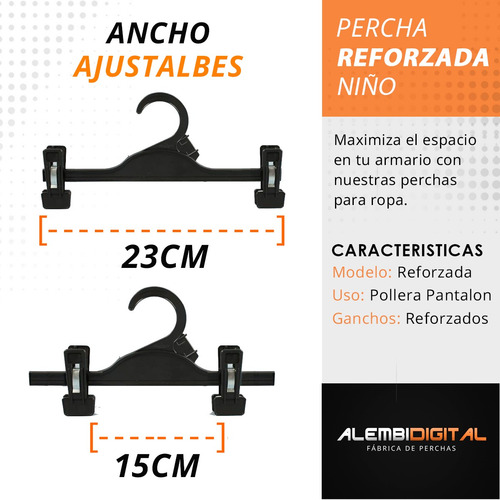 Imagen 7 de 10 de Percha Pollera Pantalon Jean Broche Gancho Reforzado Pack 30