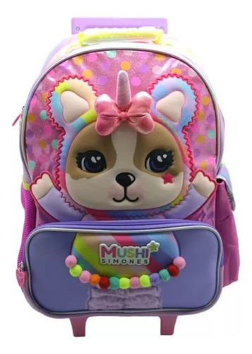 Mochila Simones 18  C/carro Mushi Shine Rosa Si918 Pg