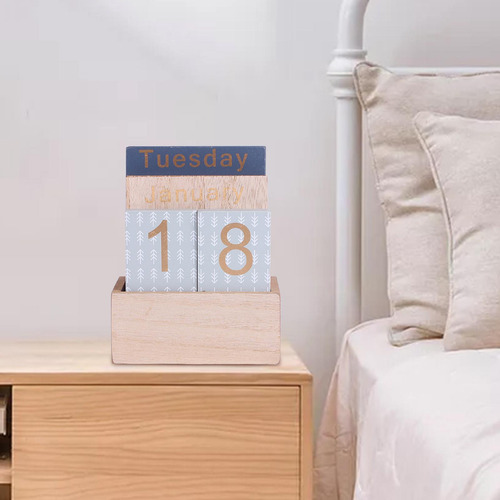 Calendário Criativo Perpétuo Estilo Antigo De Madeira D