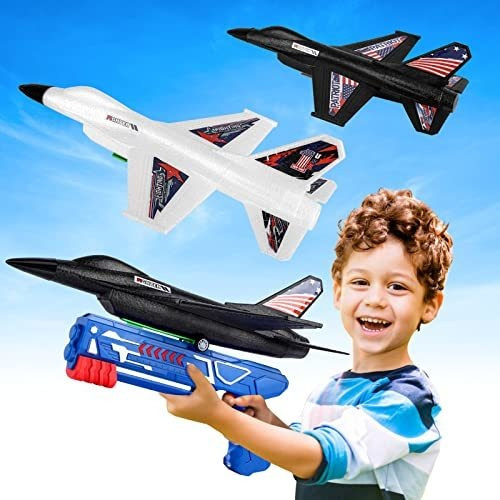 2 Pack Airplane Lanzador Juguete, 13.3  Jet F-16 7t9m3