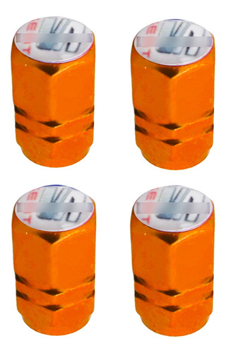 4 Tapones Válvula Seat Para Llantas Autos Aluminio Naranja