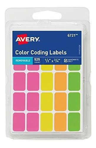 Avery Color Extraíble Etiquetas De Codificación, Rectangular