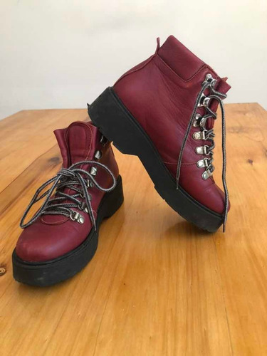 Borcegos Febo Cuero Bordo Talle 35