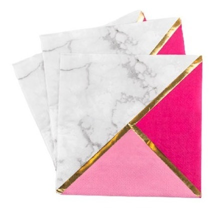 Servilletas Premium Blanco Y Fucsia, 16.5 Cm, 20u