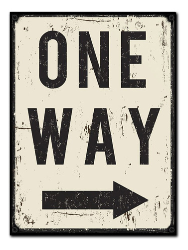 #1400 - Cuadro Decorativo One Way Ruta Quincho Retro Flecha