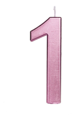 Número 1 - Vela Cromada Metalizada Rosa - Bolo E Aniversário