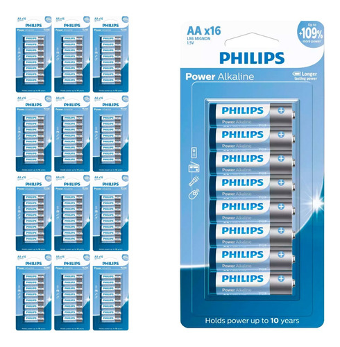 208 Pilhas Alcalinas Aa 2a Pequena Philips 13 Cart
