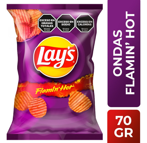 Papas Fritas Ondas Lays Flamin' Hot x 70g - Picante Snack