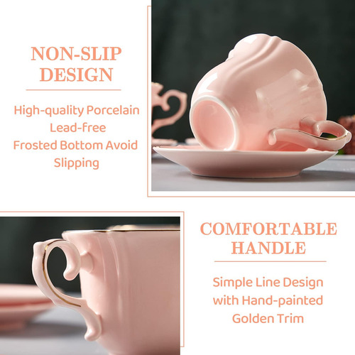 Conjunto De Tazas De Té Y Platillos De Dujust De 4 (8 Oz), T