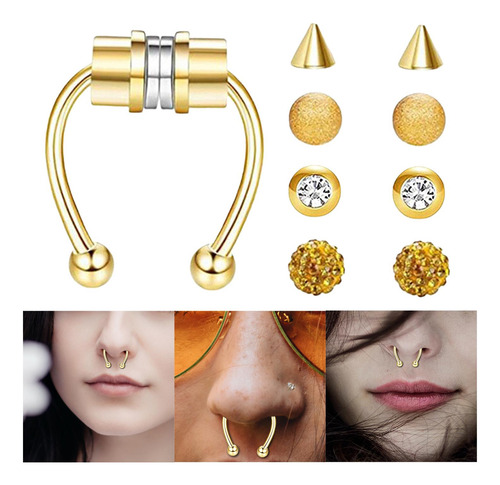 Anillo De Nariz Falsa Piercing Falso Magnético Septum Moda