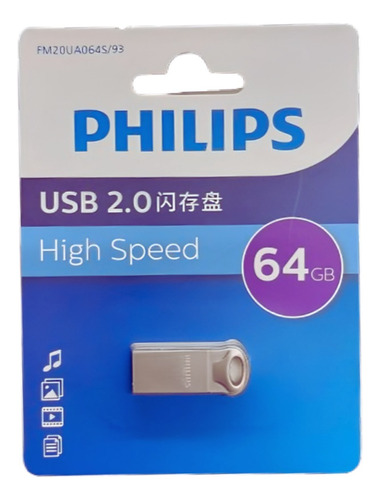 Memoria Usb 2.0 De 64 Gb Flash Alta Velocidad Metal Philips