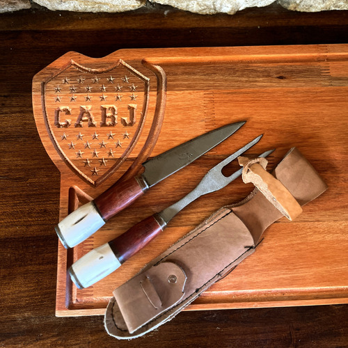 Tabla Asador Grande De Boca Juniors + Kit Parrillero Picnic