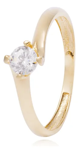 comprar Anillo Compromiso De Oro De 18kt Solitario Grifa Ondeada Amarillo 12