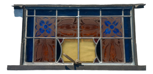 Ventana Antigua De Hierro Y Vitral Pronta Para Colocar (Reacondicionado)