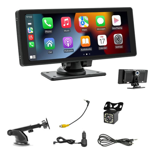 Algoneto Estéreo Sem Fio Portátil Para Automóvel Carplay Com Câmera De Painel - Tela Ips Hd De 10.26 Polegadas, Android Auto, Câmera De Ré 1080p, Bluetooth