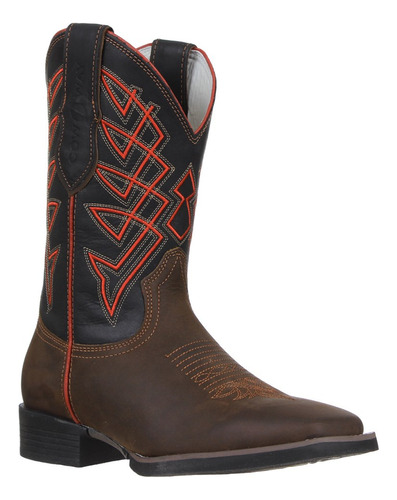 Bota Masculina Marrom Bico Quadrado Cow Way 33798