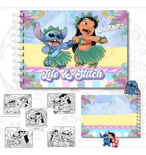 Livro De Colorir Lilo E Stitch Ohana Estilo Bobbie Goods Presente Criativo A5 Capa Dura Com Brilho Holográfico Folhas Grossas 180g Para Colorir Com Lapis Ou Canetinhas Marcadores Touch Anti Estresse