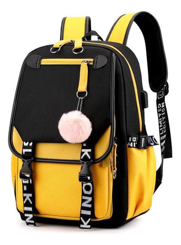 Mochila Juvenil Kawaii Coreana Con Puerto Usb A