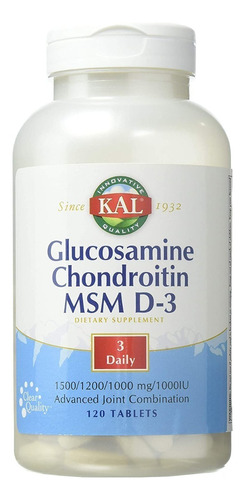 Kal | Glucosamine Chondroitin & Msm With D3 | 120 Tablets