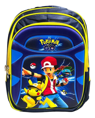 Mochila 3 Cierres Pokemón Go Pikachu Ask Ketchup